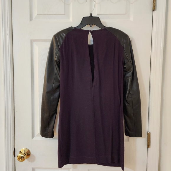 Mason By Michelle Mason Color block Purple Dress With Lambskin Leather Arms - Picture 2 of 11